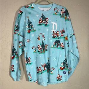 Disneyland Santa Mickey Mouse and Friends Holiday Spirit Jersey. NWT